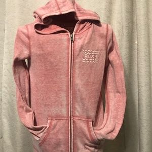 Distressed red Roxy full zip sweater